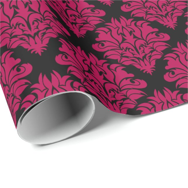 Magenta Pink Damask-Gift Wrapping Paper (Roll Corner)