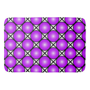 Magenta Pink Dots Black White Lattice Pattern Bath Mat