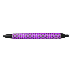 Magenta Pink Dots Black White Lattice Pattern Black Ink Pen