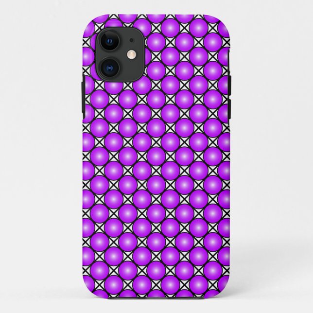 Magenta Pink Dots Black White Lattice Pattern Case-Mate iPhone Case (Back)