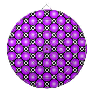 Magenta Pink Dots Black White Lattice Pattern Dartboard