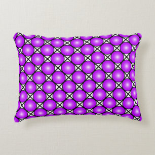 Magenta Pink Dots Black White Lattice Pattern Decorative Cushion