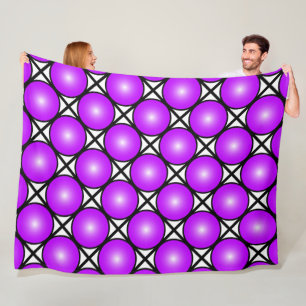 Magenta Pink Dots Black White Lattice Pattern Fleece Blanket