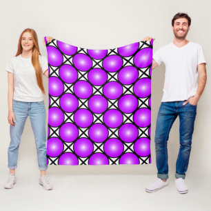 Magenta Pink Dots Black White Lattice Pattern Fleece Blanket