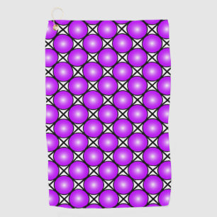 Magenta Pink Dots Black White Lattice Pattern Golf Towel