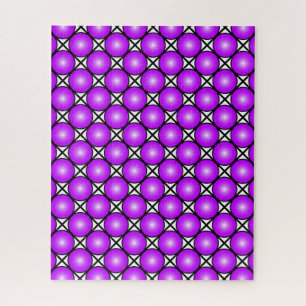 Magenta Pink Dots Black White Lattice Pattern Jigsaw Puzzle