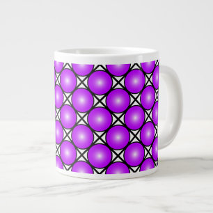 Magenta Pink Dots Black White Lattice Pattern Large Coffee Mug