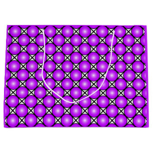 Magenta Pink Dots Black White Lattice Pattern Large Gift Bag