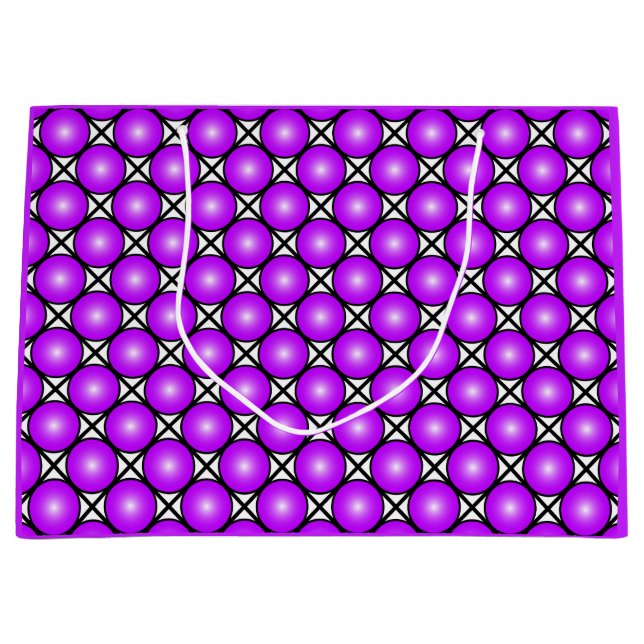 Magenta Pink Dots Black White Lattice Pattern Large Gift Bag (Front)