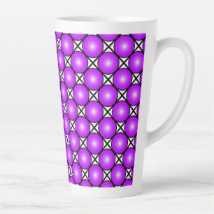 Magenta Pink Dots Black White Lattice Pattern Latte Mug