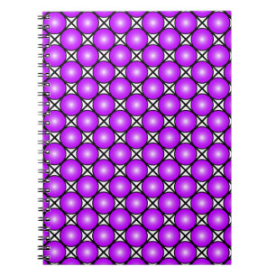 Magenta Pink Dots Black White Lattice Pattern Notebook
