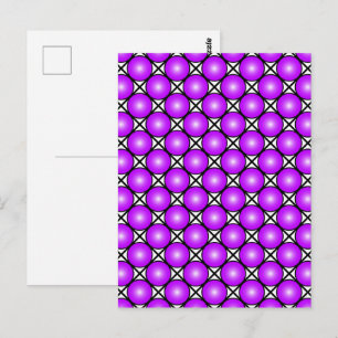 Magenta Pink Dots Black White Lattice Pattern Postcard
