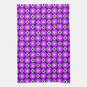 Magenta Pink Dots Black White Lattice Pattern Tea Towel
