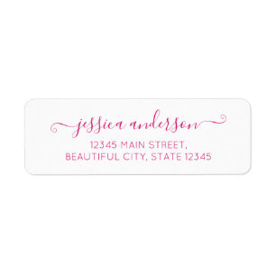 Magenta Pink Elegant Modern Calligraphy Script Return Address Label