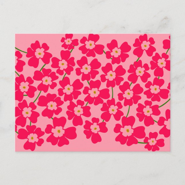 Magenta Pink Fantasy Flower Power  Postcard (Front)
