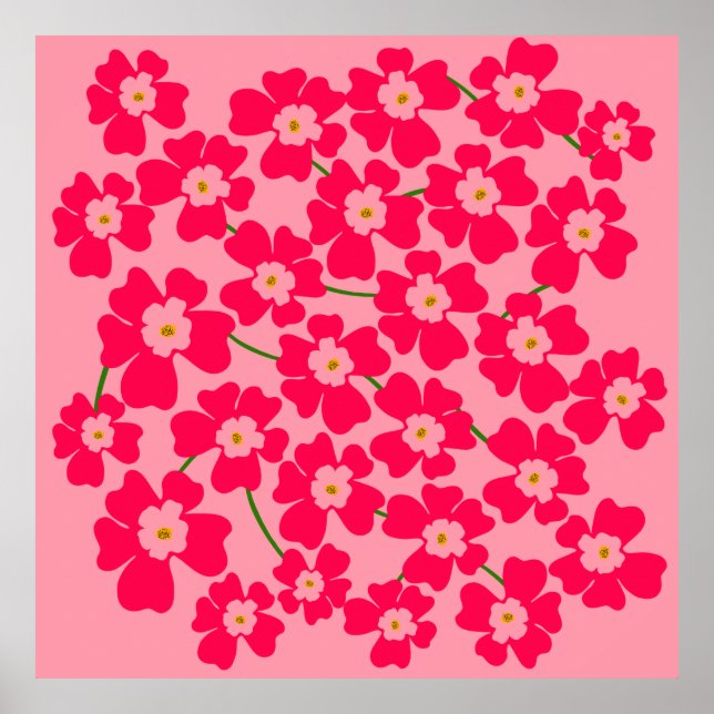 Magenta Pink Fantasy Flower Power    Poster (Front)