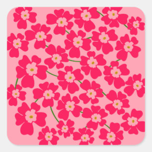 Magenta Pink Fantasy Flower Power  Square Sticker