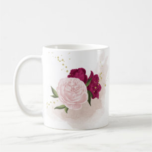 magenta pink floral greenery  coffee mug