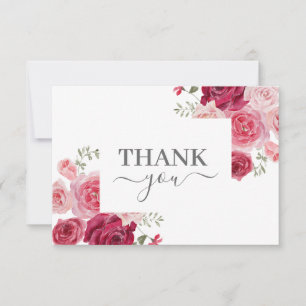 Magenta Pink Floral Thank you card