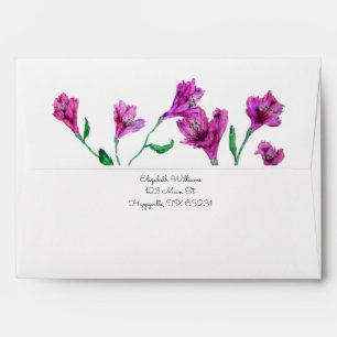 Magenta Pink Floral Watercolor Personalised Envelope