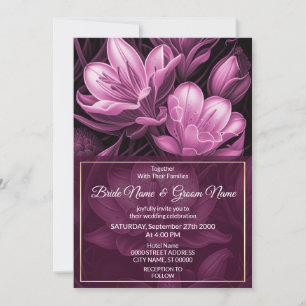 Magenta Pink Floral Wedding Invitation
