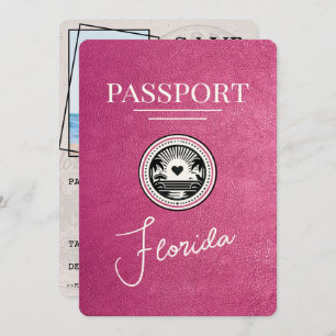Magenta Pink Florida Passport Save The Date