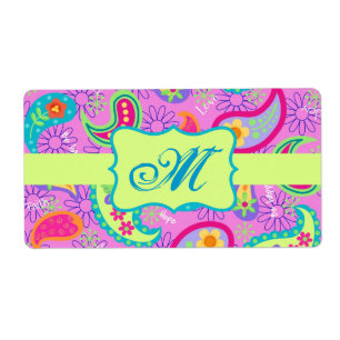 Magenta Pink Green Modern Paisley Pattern