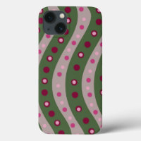 Magenta Pink Green Springtime Polka Dot Patterned 