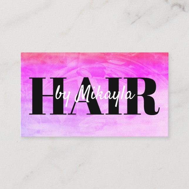 Magenta Pink Hair Style Nails Simple Business Card (Front)