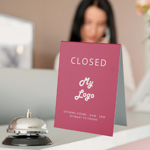 Magenta pink logo business open closed
