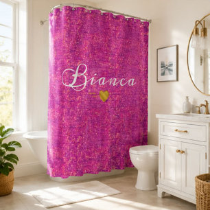 Magenta Pink Mosaic Glass Tile Bold Abstract Shower Curtain