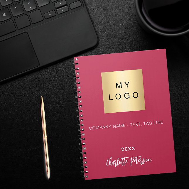 Magenta pink name script business logo notebook (Creator Uploaded)