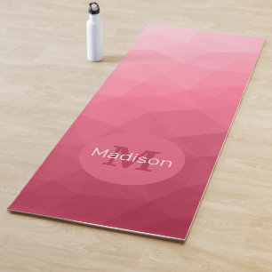 Magenta pink ombre gradient geometry mesh Monogram Yoga Mat