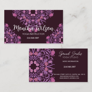Magenta pink purple artistic mandala business card