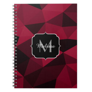 Magenta pink red black geometry pattern Monogram Notebook