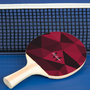 Magenta pink red black geometry pattern Monogram Ping Pong Paddle