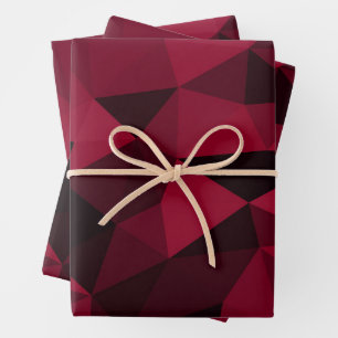 Magenta pink red dark black geometric mesh pattern wrapping paper sheet