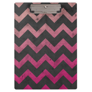 Magenta pink red ombre dark grey chevron pattern clipboard