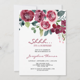 Magenta Pink Rose Floral Surprise Birthday Invitation