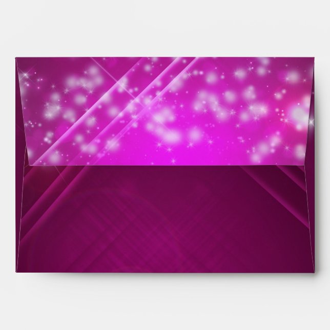 Magenta Pink Sparkle Club Birthday Party Envelopes (Back (Top Flap))