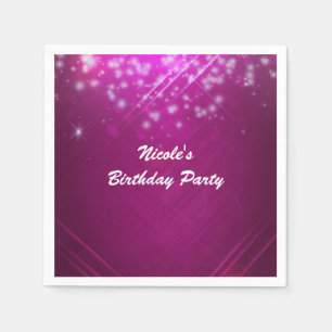 Magenta Pink Sparkle Glam Dance Club Party Napkin