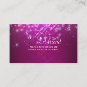 Magenta Pink Sparkle Salon REFER A FRIEND Card