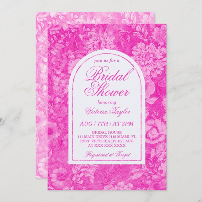 Magenta Pink Victorian Bridal Shower Invitation (Front/Back)