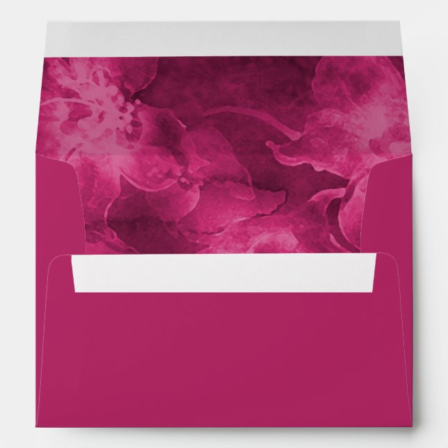 Magenta Pink Watercolor Flowers Envelope (Back (Bottom))