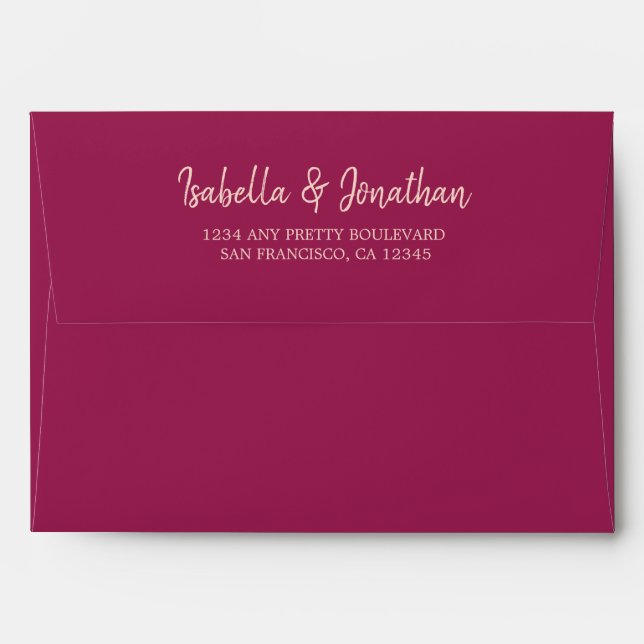 magenta pink watercolor wedding envelope (Back (Top Flap))