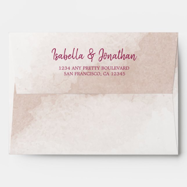 magenta pink watercolor wedding envelope (Back (Top Flap))