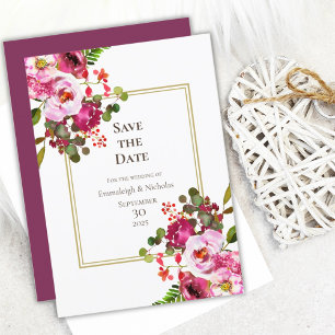 Magenta Pink Wedding Save The Date Invitation