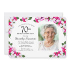 Magenta Pink White Photo 70th Birthday Dinner