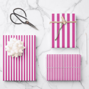 Magenta Pink & White Stripes Wrapping Paper Sheet