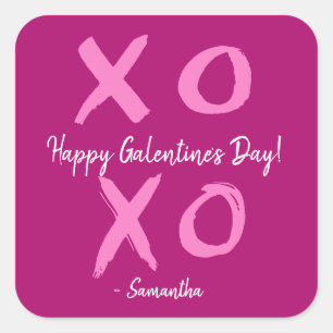 Magenta Pink XOXO - Happy Galentine's Day Cute  Square Sticker